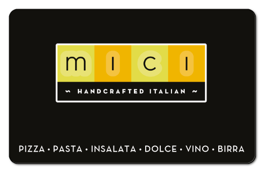 mici gold logo on a black background
